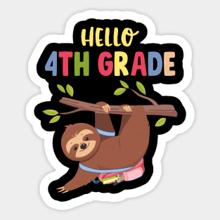 Funny Hello 4th Grade Gift Back To School Sloth Sticker